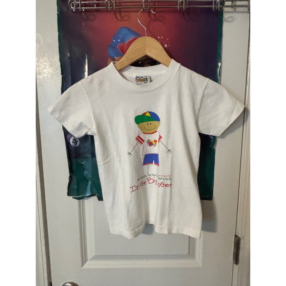 Vintage Adorable Originals Im the Big Brother Graphic T-Shirt White Small Cotton